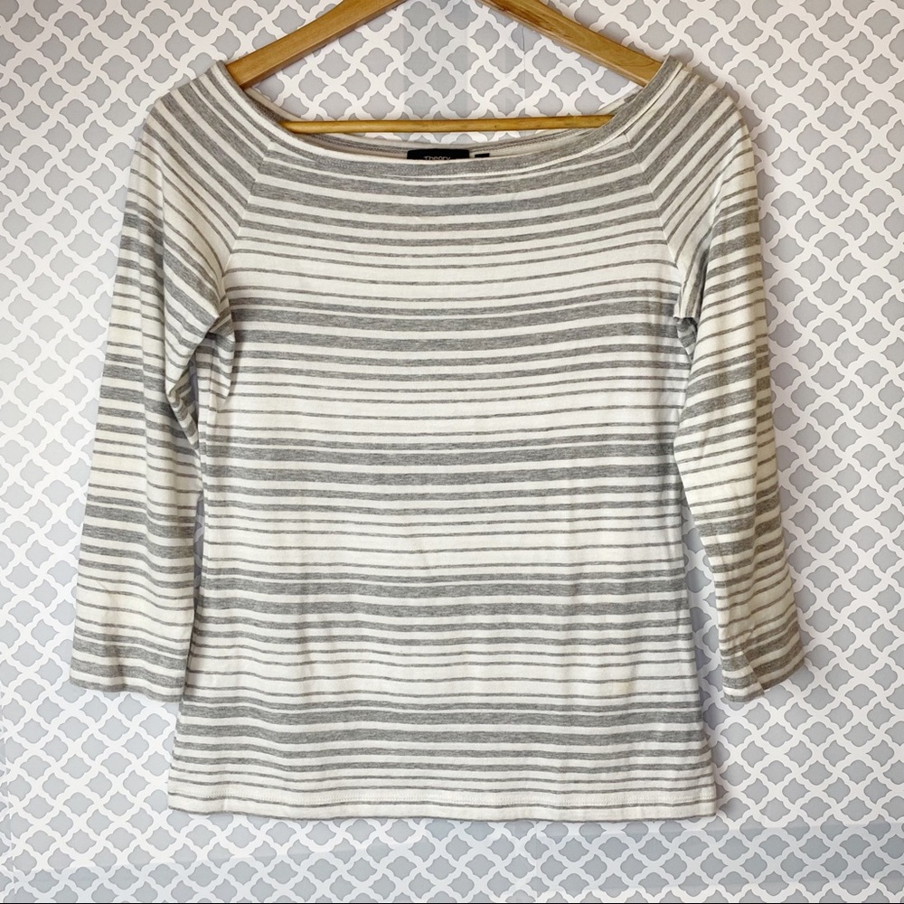 GUC Theory Striped Boat Neck 3/4 Sleeve Tee